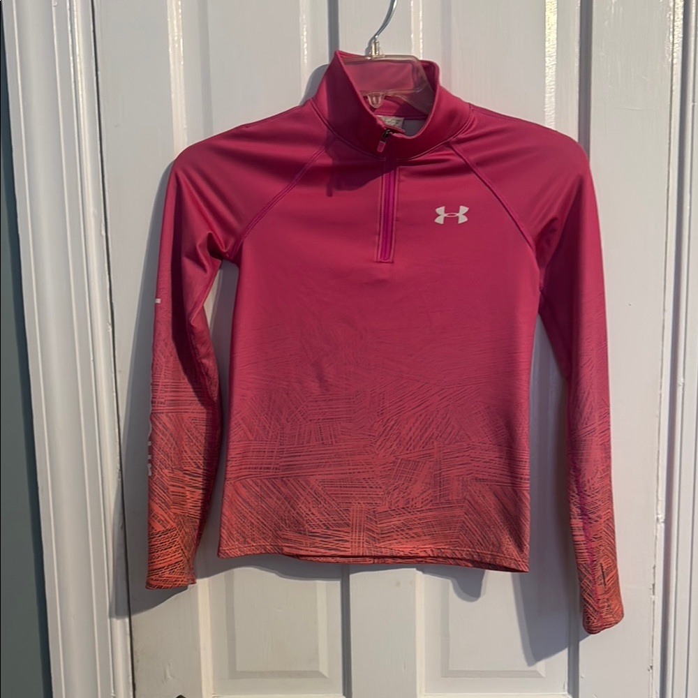 Under Armour Girls Pink and Orange Gradient Pullover